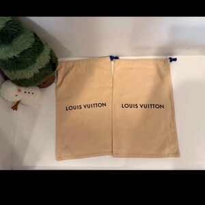 Louis Vuitton Beige Dust Bags with Black Logo 2 Pack